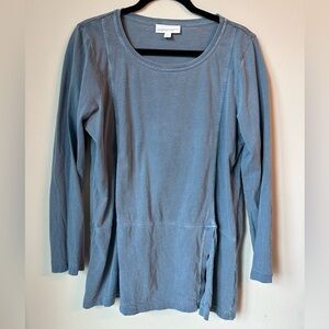 Pure Jill women’s organic cotton long sleeve blue shirt size large